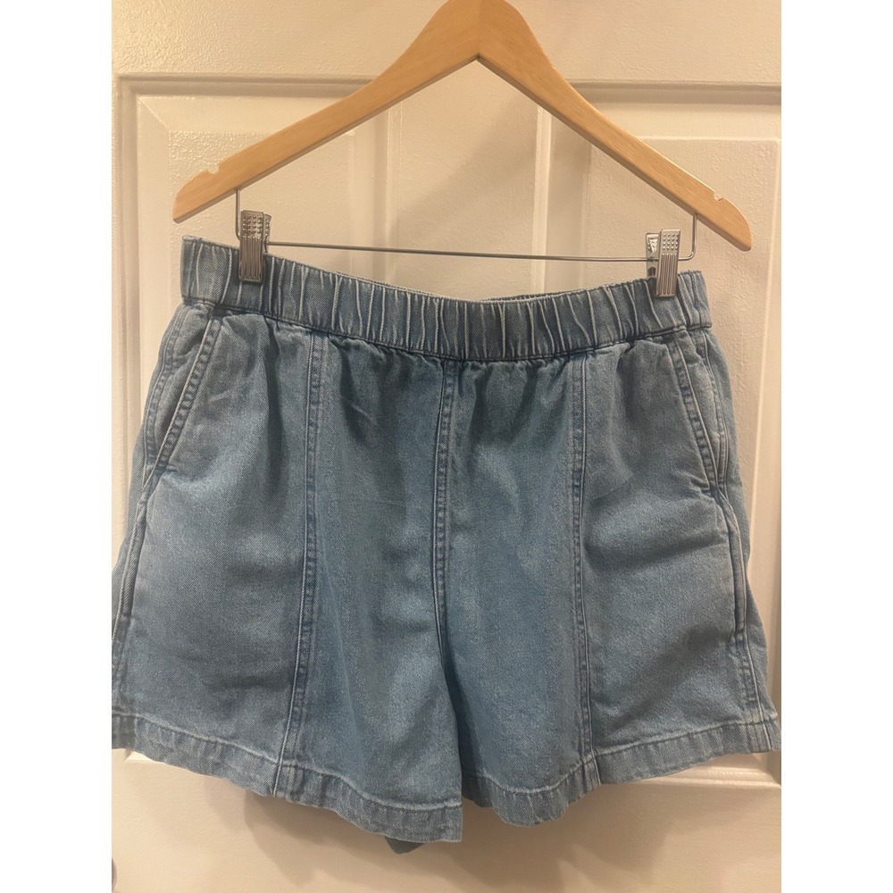 Madewell Womens Light Wash Denim Pull On Elastic Waist Shorts Blue Size M